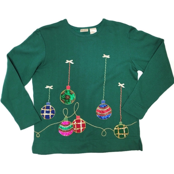 Bobby brooks Christmas sweater sequin ornament sparkle holiday sweater size Sm - Picture 1 of 5